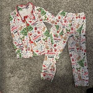 Festive Christmas Kids Pajamas - White